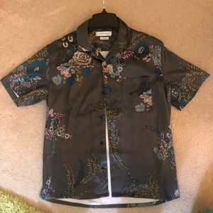 UO satin peacock button down